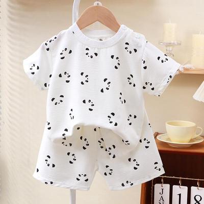 Kids' Short Sleeve Homewear Set - Unisex Casual 2-Piece Pajamas