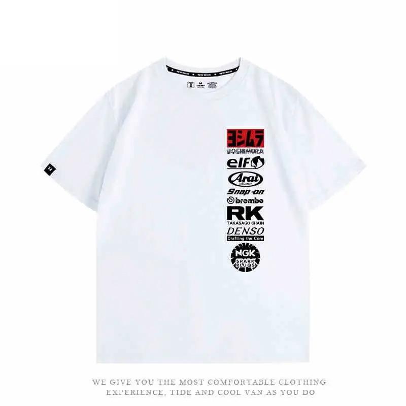T-shirt in Cotone Lavorato Lenta Yoshimura Exhaust Locomotive Ar Ai Factory Team Moto Modificata Work Streetwear Estiva Nuova Maglietta Top Oversize Uomo Donna