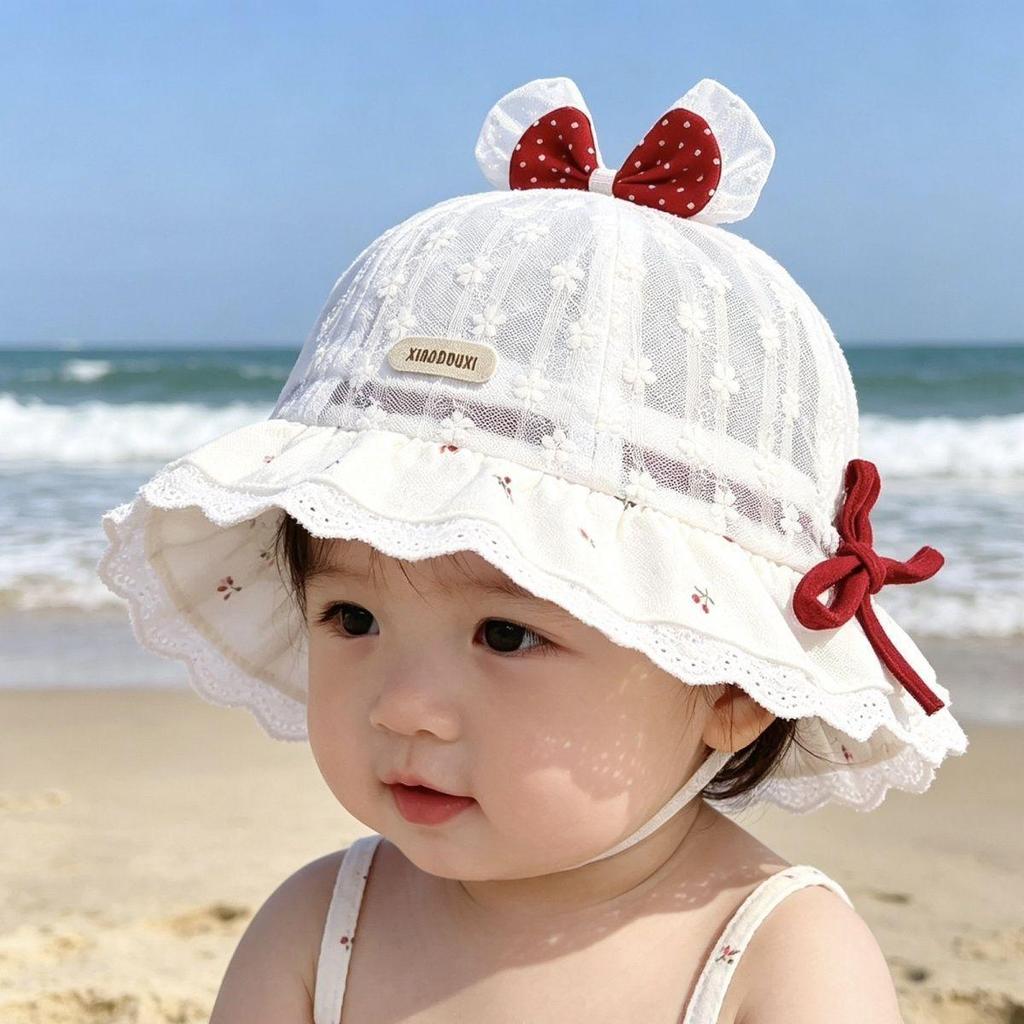Breathable Baby Girl Lace Bucket Hat – Spring/Summer Sun Protection