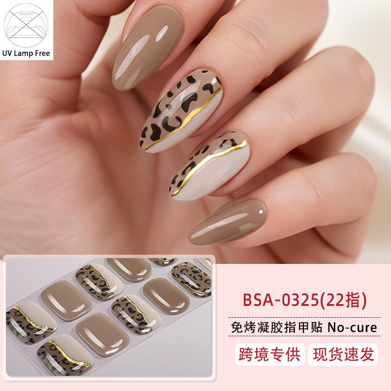 Gel Nail Sticker Waterproof Leopard Print Bronzing Free Baking Lamp Gel Nail Sticker Full Sticker UV Free