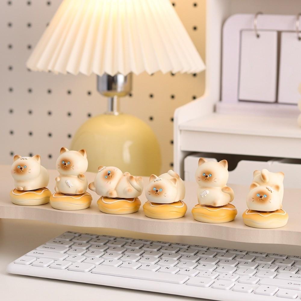 Exquisite Kitty Rotating Figurine Multicolor Table Ornament Cute Siamese Cat Statue  Car Ornaments