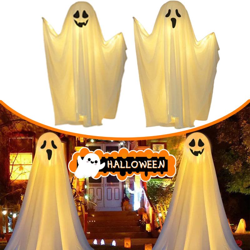 81/161CM Halloween Inflatable Light-Up Ghost Decor Standing Spirit Figure for Porch, Yard, and Lawn Halloween Displays
