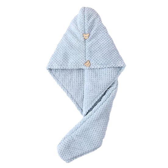 Hair Drying Towel with Button, Super Absorbent Coral Fleece Hair Towel, Skin-friendly Bath Turban for Women, Comfortable Hair Wrap for Long Hair