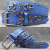 Original Punk Belt Men Women Skull Rivet Snake PU Leather Needle Buckle 105-125cm