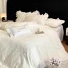 Prinzessinnen-Stil 100er-Zählung Hohe Dichte Weißes Spitzen-Satin Langstapel-Baumwolle 4-teiliges Bettwäsche-Set für Mutter und Baby Klasse A Re Baumwolle