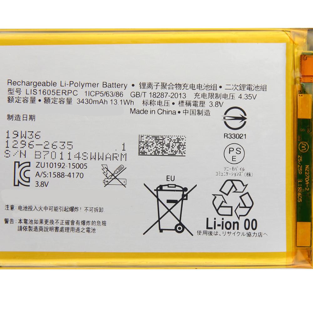 Replacement Phone Battery For SONY Xperia Z5 Premium Z5P Dual E6853 E6883 LIS1605ERPC Battery 3430mAh