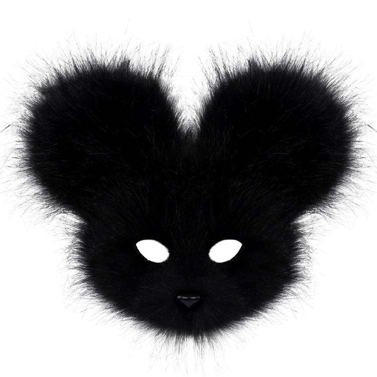 Fellimitat Maus Maske Plüsch Maus Halbgesichtsmaske Maus Cosplay Kostüm für Halloween Weihnachtsfeier Maskenballmaske schwarz