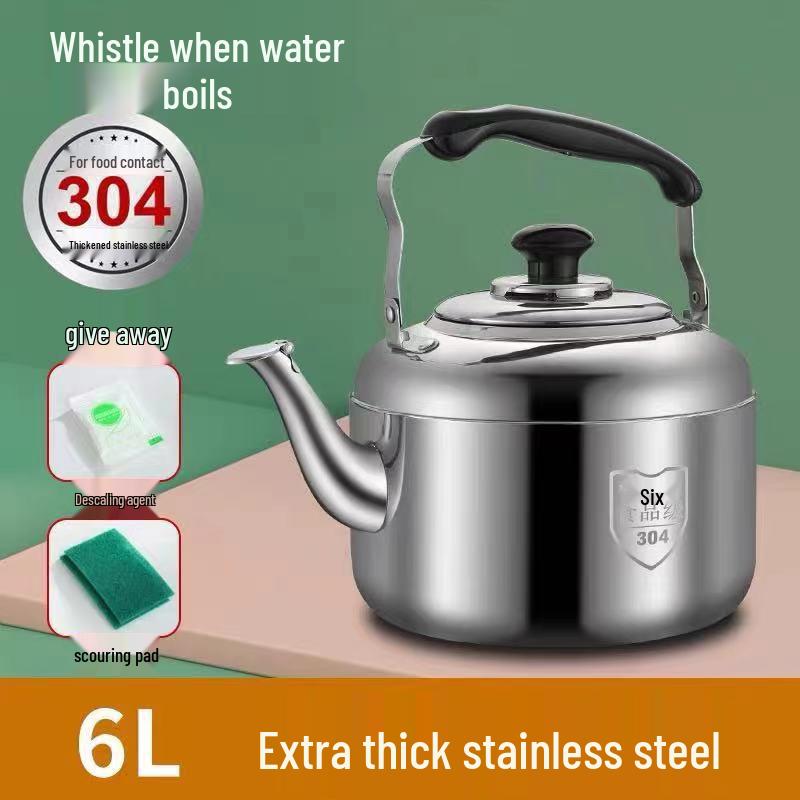 Large Capacity Stainless Steel Whistling Kettle - Thickened for Household or Commercial Use On Gas Stoves