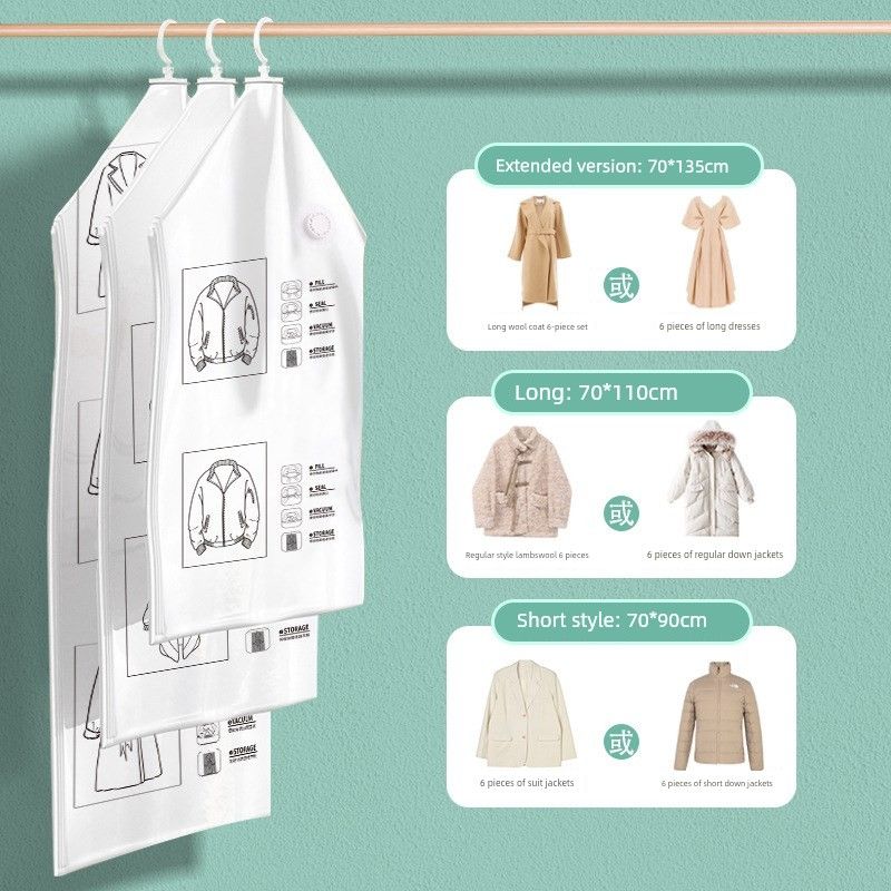 Storage Bags, Hanging Compression Bags, Thick Clothing, Winter Clothes, Coats, Hanging Garment Bags, Cotton-Padded Jackets, down Jackets, Large Size Hanging Compression Bag (Air Valve) Short 70*90cm