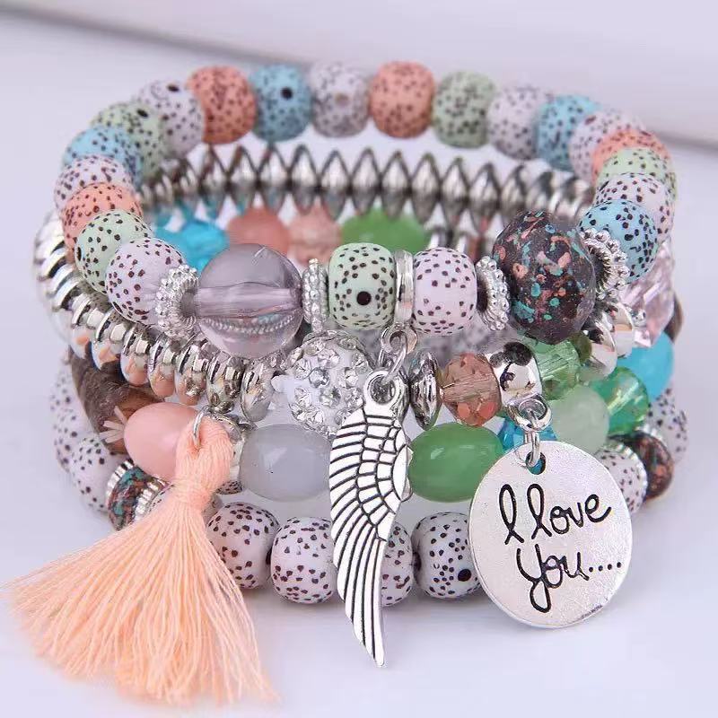 Bohemian Multi - Layer Bead Bracelets Set Ethnic Vintage Handmade Jewelry for Women