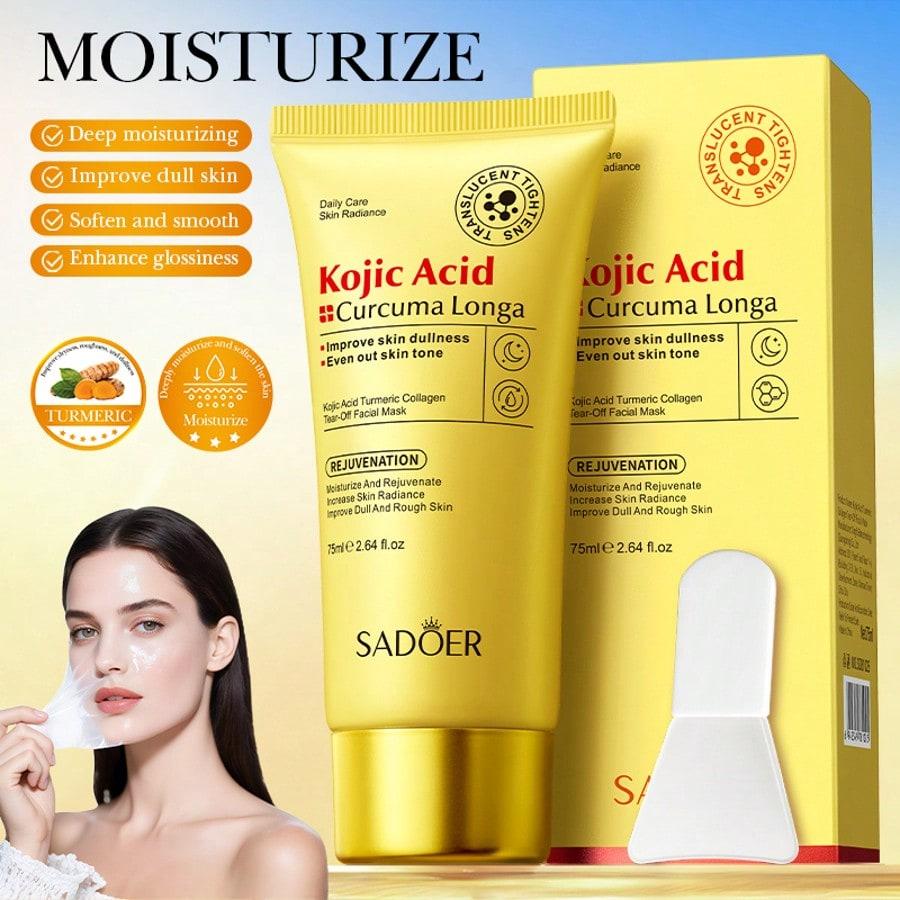 Máscara de Ácido Kójico e Cúrcuma Máscara Descascável Noturna Colágeno Nutritiva Hidratante Reduz Poros Clareia Opacidade Cuidados com a Pele