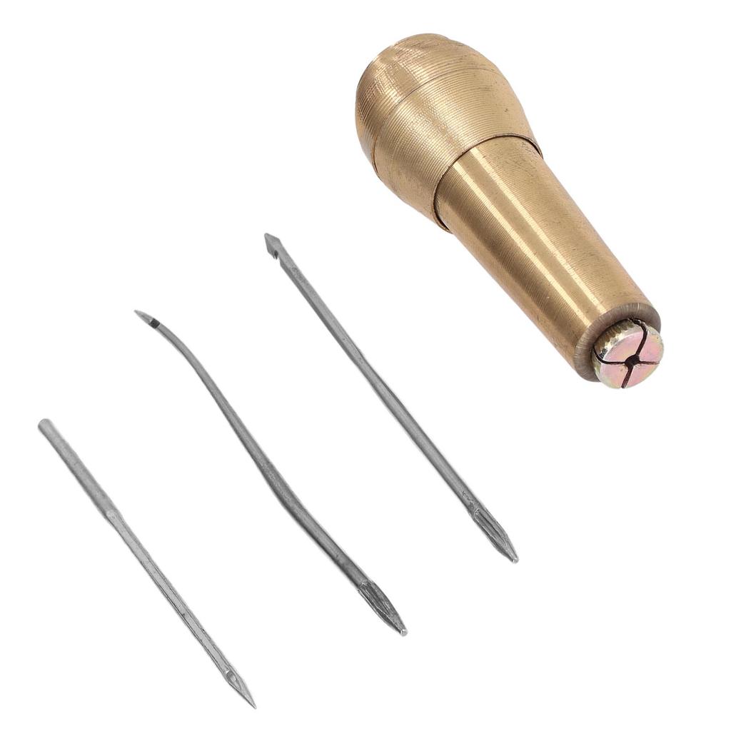 Hand Stitch Awl Leather Sewing Awl Hand Stitch Needle Tool Kit Set with Brass Handle for Handmade Shoe Repair Leather Sewing Awl