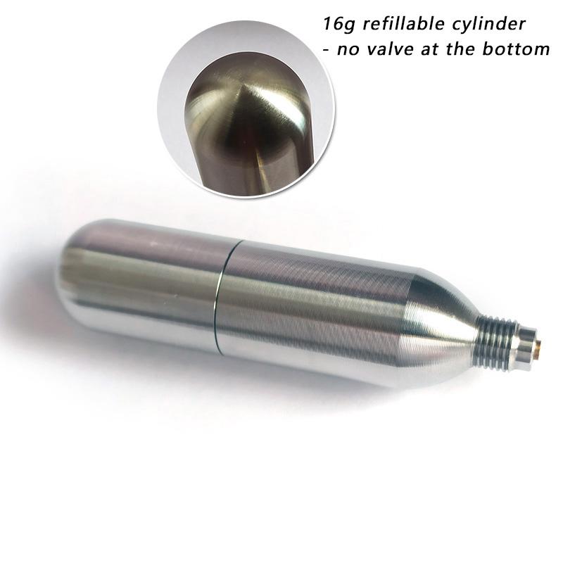 Optimized Valve Dual Seal Air Canister 8g/12g/16g Reusable Stainless Steel Gas Cartridge for Cycling Tire Repair Aquarium Oxygen