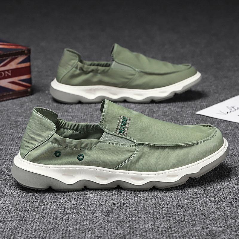 Four Seasons New Ice Silk Cloth Men's Shoes Youth Outdoor Sports Casual Cloth Shoes Fashion Sleeve One Pedal Lazy Shoes