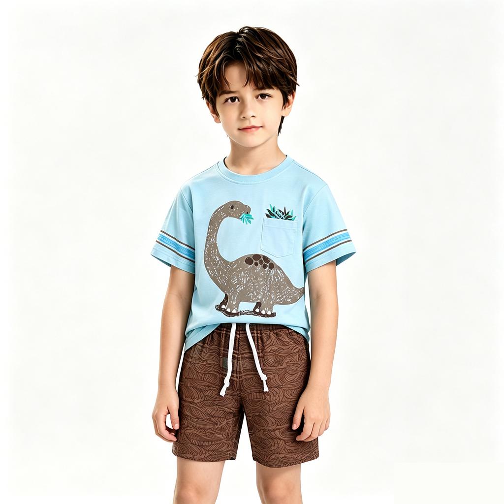 Boys' Casual T-Shirt Set Summer Outfit 2-Piece for Daily Wear