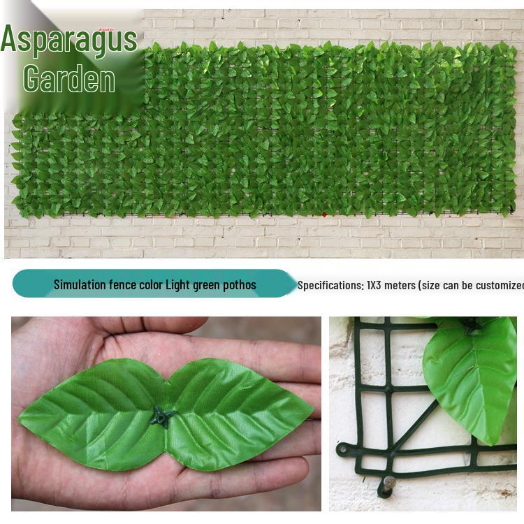 Outdoor Artificial Green Plant Fence with Pothos Leaves – Ideal for Balcony and Garden Decoration