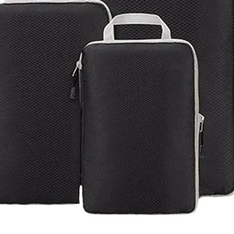 3 bucăți/set negru/albastru/gri geantă de depozitare de călătorie compresibilă, portabilă, de mare capacitate, cuburi de ambalare a bagajelor.