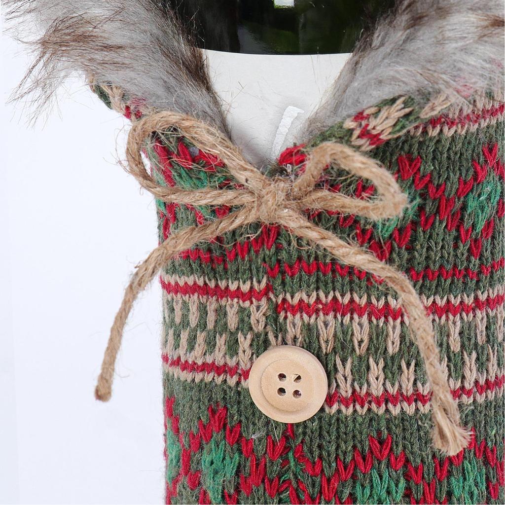 Weinflaschen-Hülle zu Weihnachten Dekorativer Strickhalter Handgemachte Weinschutztasche Für Freunde Feiertagsfest Wohnzimmer