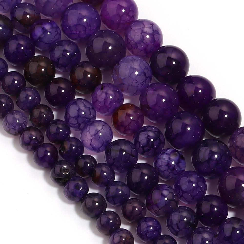 6/8/10mm Natural Stone Purple Dragon Agate Beads Round Loose Spacer Beads For Jewelry Making DIY Bracelet Necklace Accessories