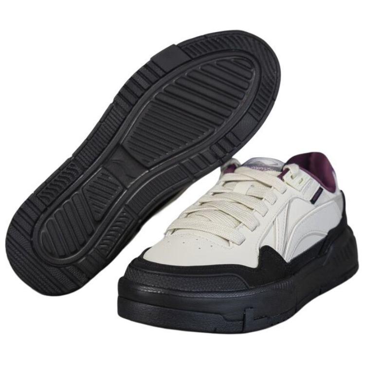 Li Ning Common 80s Comfortable Fashion Non-Slip Wear-Resistant Low-Top Skate Shoes Women Sneakers White Black AGCU158-4