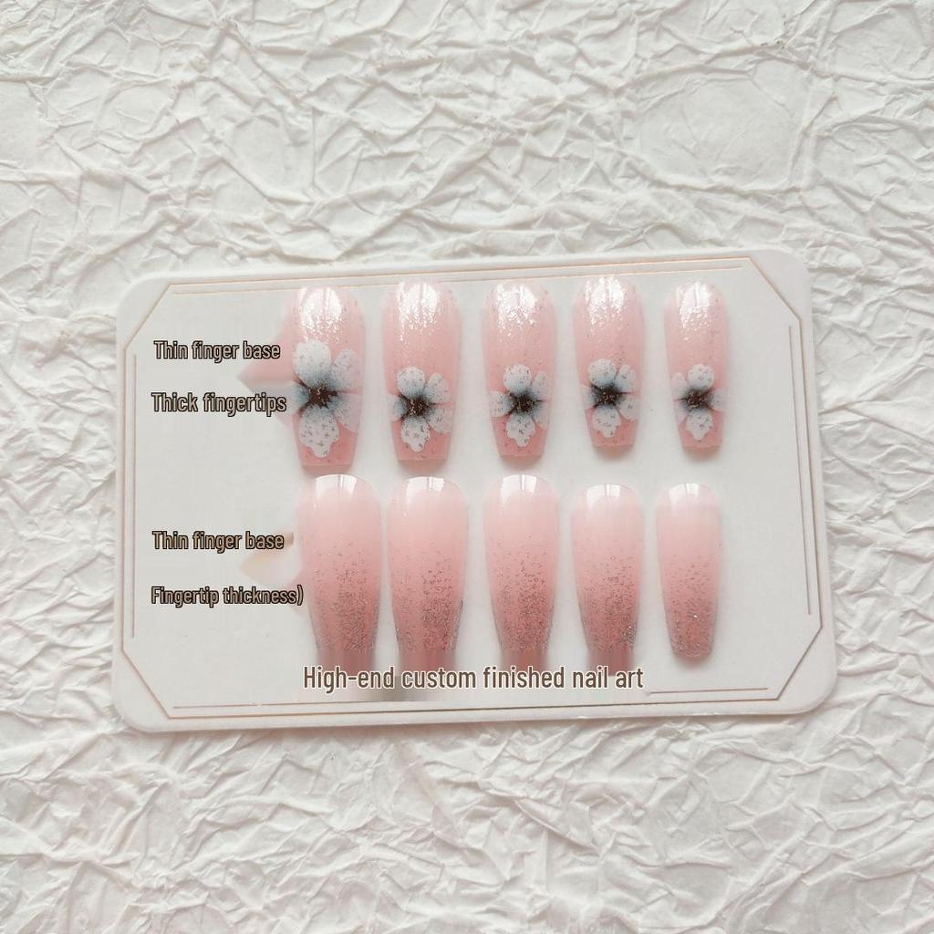 Retro Kamelie Lange Falsche Nägel - Süßer Reiner Wunsch Stil Nagelkunst Patches