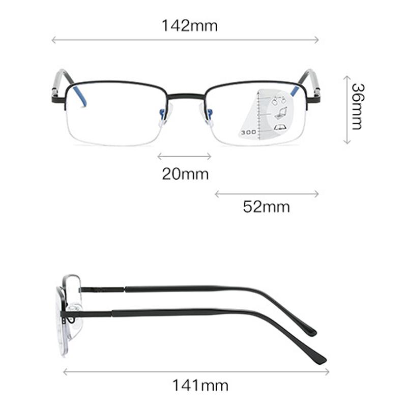 Progressive Multifocal Glasses Computer Reading Glasses Blue Light Blocking Bifocal Readers for Men Women Titanium Alloy Eyewear