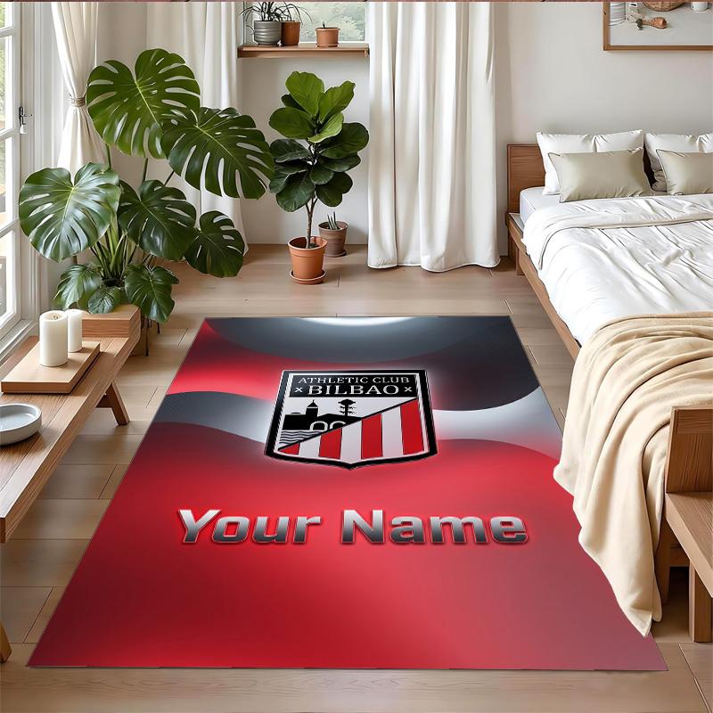 Crystal Velvet Rug Custom Name Text, Soft Non Slip Floor Mat Home DecorAthletic Bilbao FC