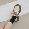 Lace-up British style small leather shoes for women's 2025 autumn and winter new retro velvet thick-soled heightening love single shoes