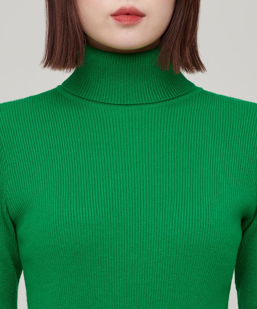 MUSINSA STANDARD WOMAN Women'S Ribbed Slim Turtleneck Knit [Green]