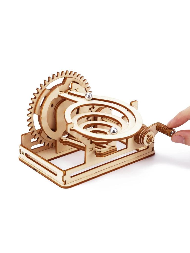 Diy Model Building Kits With Mechanical Puzzles Spiral Marble Run 3D Wooden Puzzles For Adults And Teens
