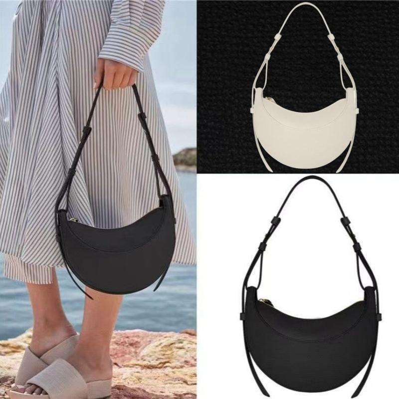 French Niche Design Hobo Bag Fashionable Lychee Pattern Semi Round Women's Sling Bag Casual PU Leather Zipper Ladies Shoulder Messenger Bag Saddle Bag