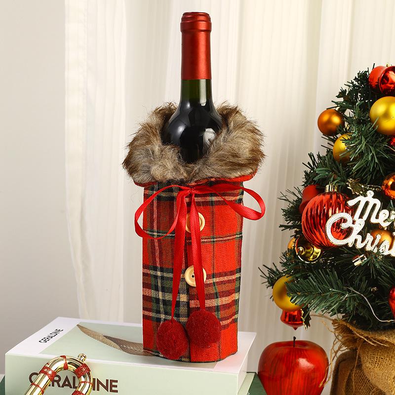 Festive Cartoon Wine Bottle Covers for Christmas Table Decor