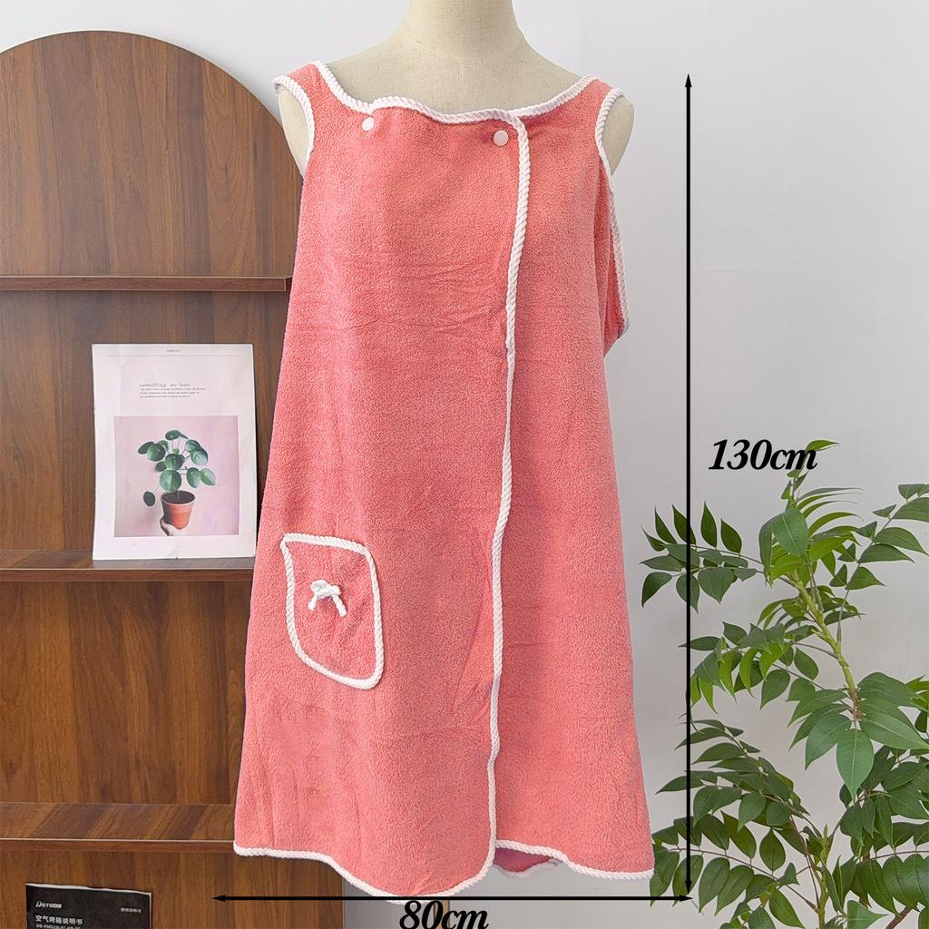 130x80CM Shower Skirt Soft Absorbent Fast Drying Coral Fleece Sling Bath Skirt Multi-function Women Chest Wrap Wearable Towel