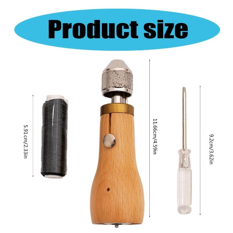 Leather Sewing Awls Tool Set Including Straight/Curved Needle Tip, Sewing Thread & Screwdriver, for Leather Craft Repair