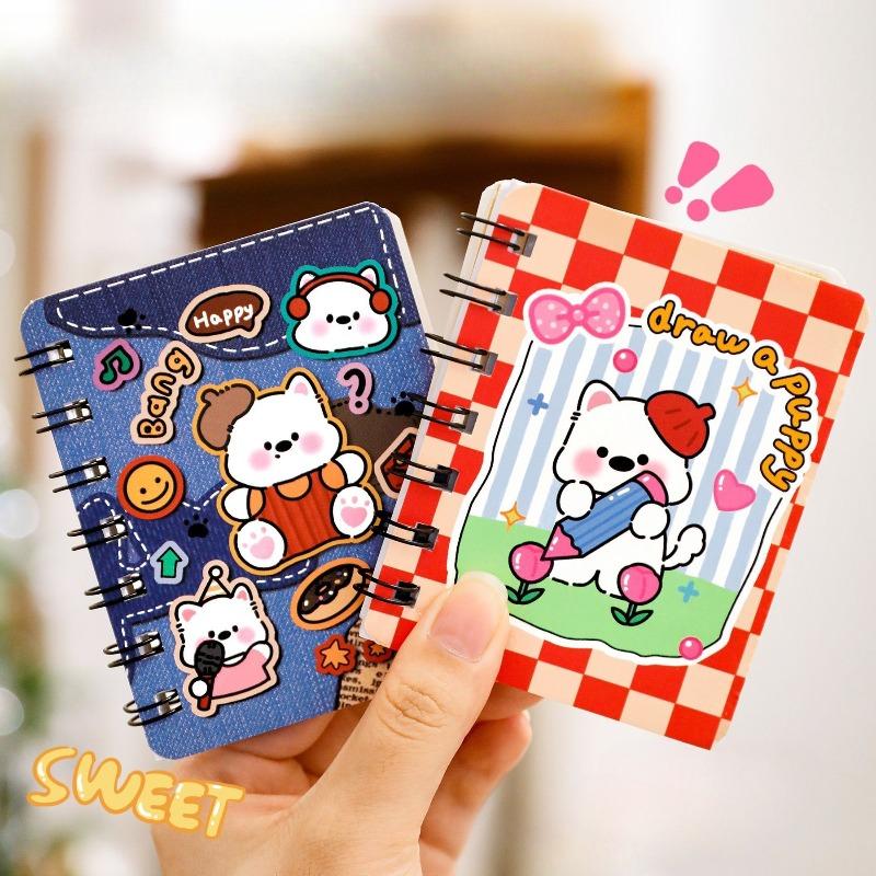 14Pcs Spiral Notebook Cute Puppy Blank Refillable Notepad for Students Giftable Memo Book Portable Pocket Journal Notepad