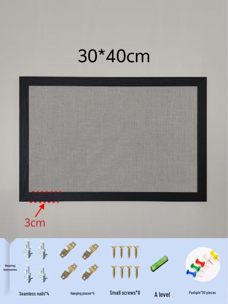 Black Frame Burlap Cork Board: Wall-Mounted Photo & Message Display for Kindergarten Theme