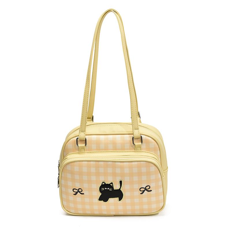 

College style uniform bag girl shoulder double back dual-purpose bag student party schoolbag sweet apple portable shoulder bag tide жёлтый