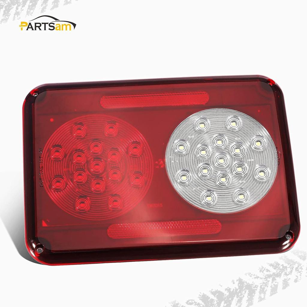2Pcs Double LED Trailer Tail Lights - Stop Turn Backup Reverse - Horizontal Vertical Mount