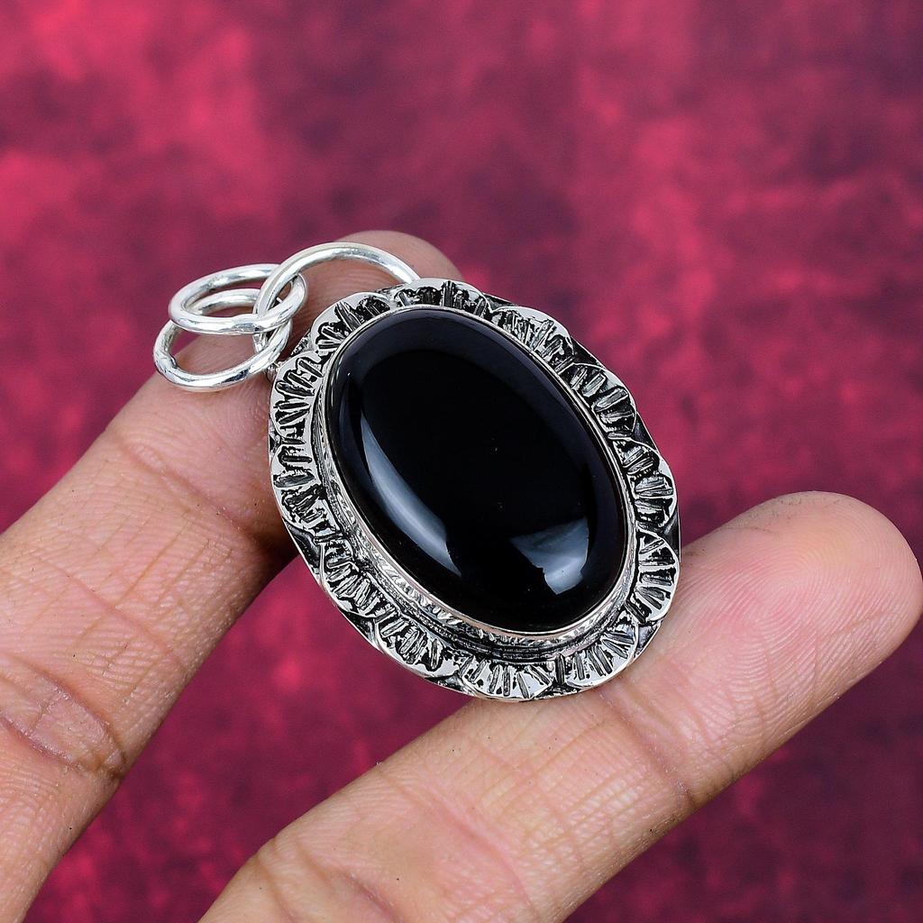 Svart Turmalin Hänge Ädelstenssmycken, 925 Massivt Sterling Silver Hänge, Handgjorda Fantastiska Hängsmyckessmycken