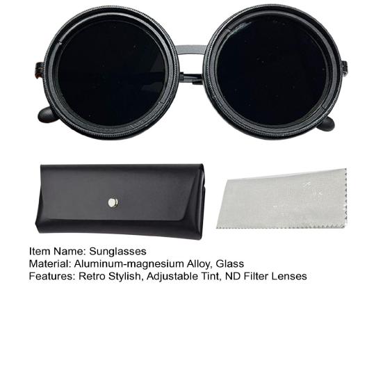 1-9 Gears Adjustable Tint Sunglasses for Men Round Polarized Sunglasses with ND Filter Lenses UV400 Shady Fishing Glasses