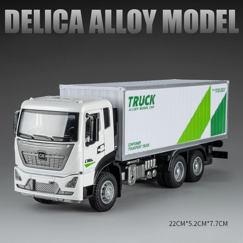 1:32 Wingspan Container Truck Alloy Transport Cars Models Diecast Toys Sound Light Pull Back Vehices Children's Educational Toy