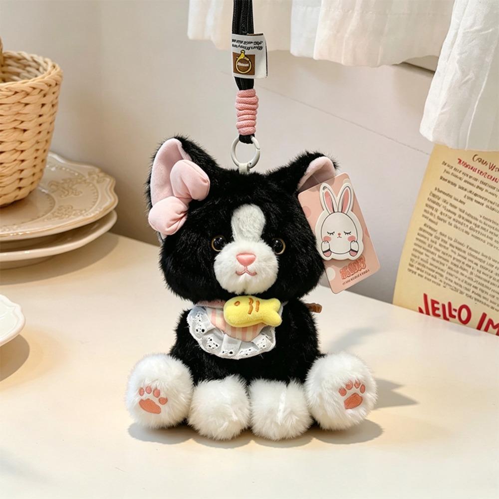 Stuffed Plush Pendant Doll Cat Shaped Table Companion Doll Cute Cat Keychain For Children