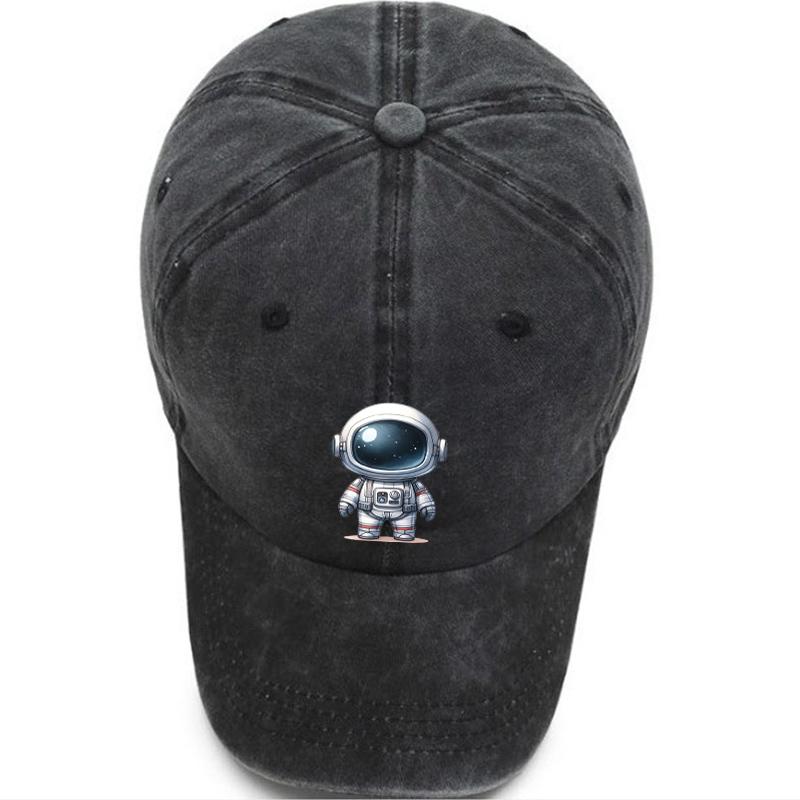 Chic Astronaut Print Women's Baseball Cap, Adjustable Non-Elastic Breathable Fashionable Snap Closure