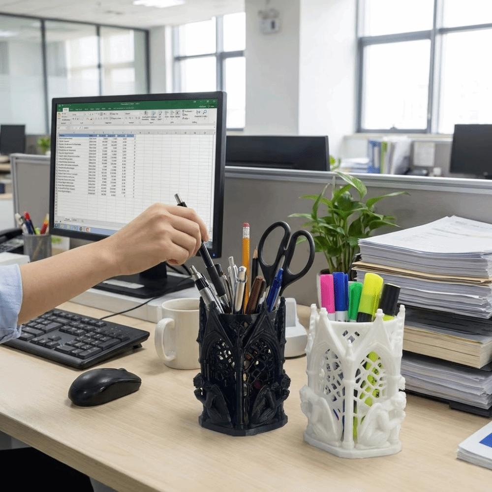 Unique 3D Printed Pen Holder Creative Desk Organizer Cool Art Storage Decor Desktop Ornament