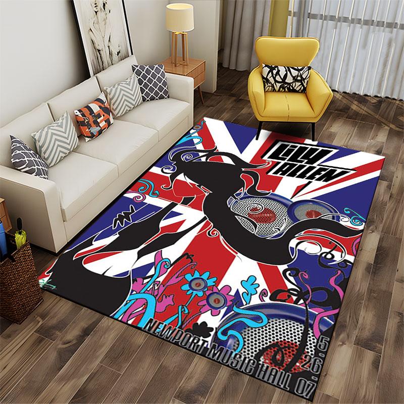Union Jack Lily Allen Print suitable as a non-slip mat for the living room or bedroom sofa