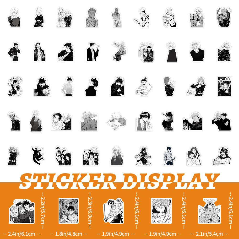 10/30/50/100pcs Black and White Anime Jujutsu Kaisen Stickers Japanese Cartoon Graffiti Decal DIY Guitar Skateboard Cool Sticker
