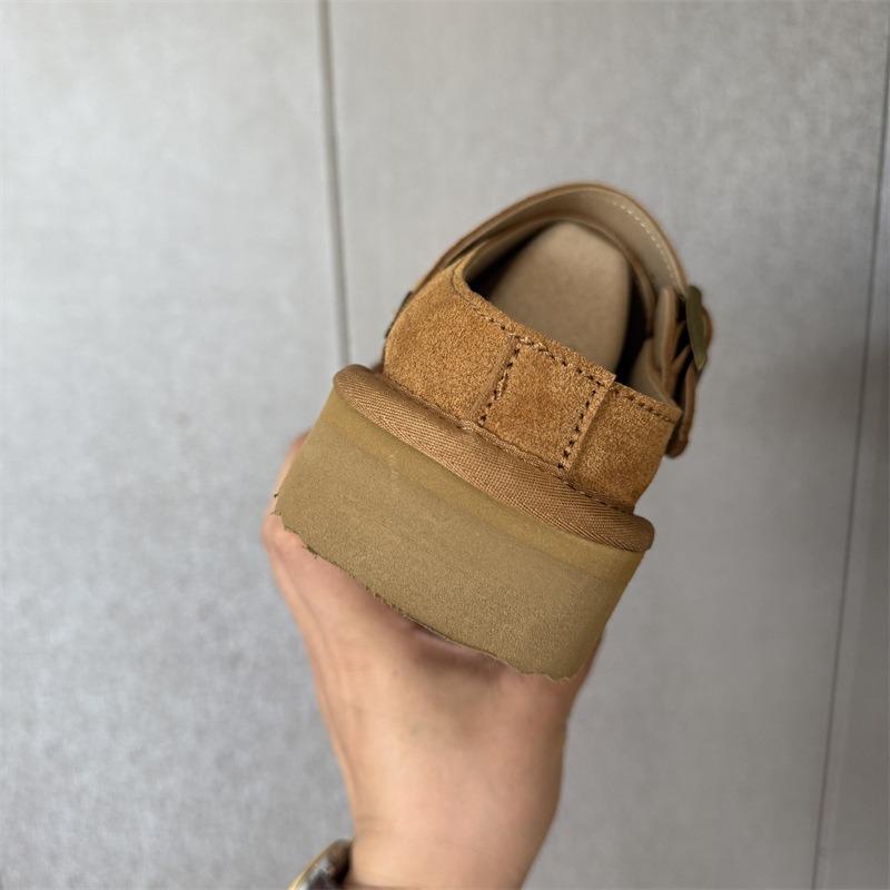 New metal buckle slippers women's snow boots leather outdoor leisure with bag head cowhide non-slip snow boots