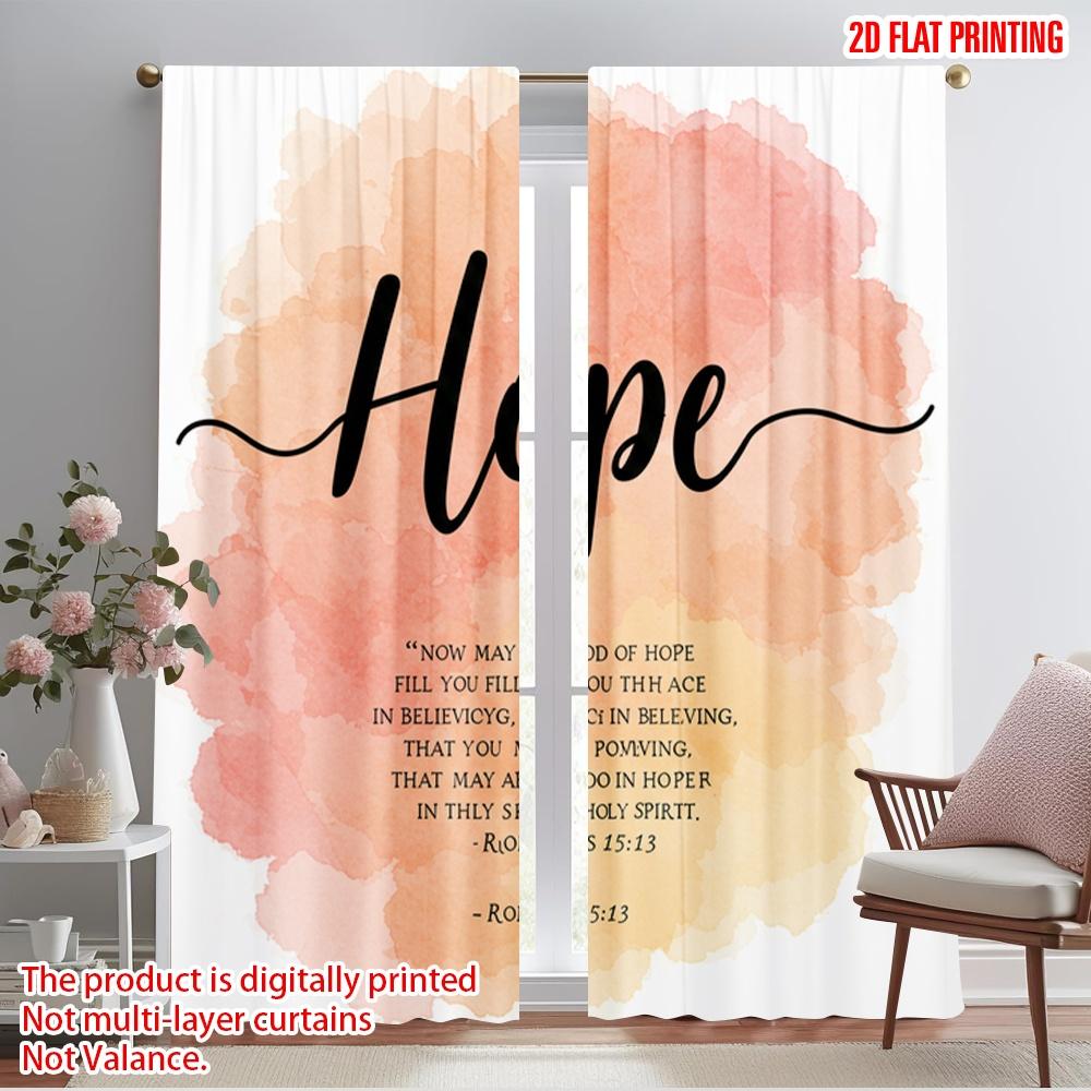 

2pcs 2D flat printing Curtain Hope Joy Peace Holy Spirit 100% Polyester Fabric Without Electricity Birthday Party for Entryway 52.50×116.00 CM 2pcs