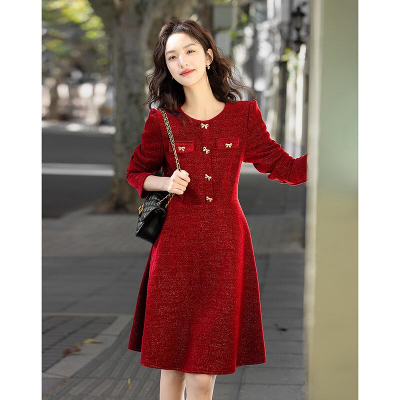 Demana Velvet Bow Puff Sleeve A-Line Dress
