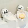 Cute Sea Lion Soap Dish Drainable Soap Box Self Draining Soap Holder Ceramic Soap Container Bathroom Decor Organizer Household